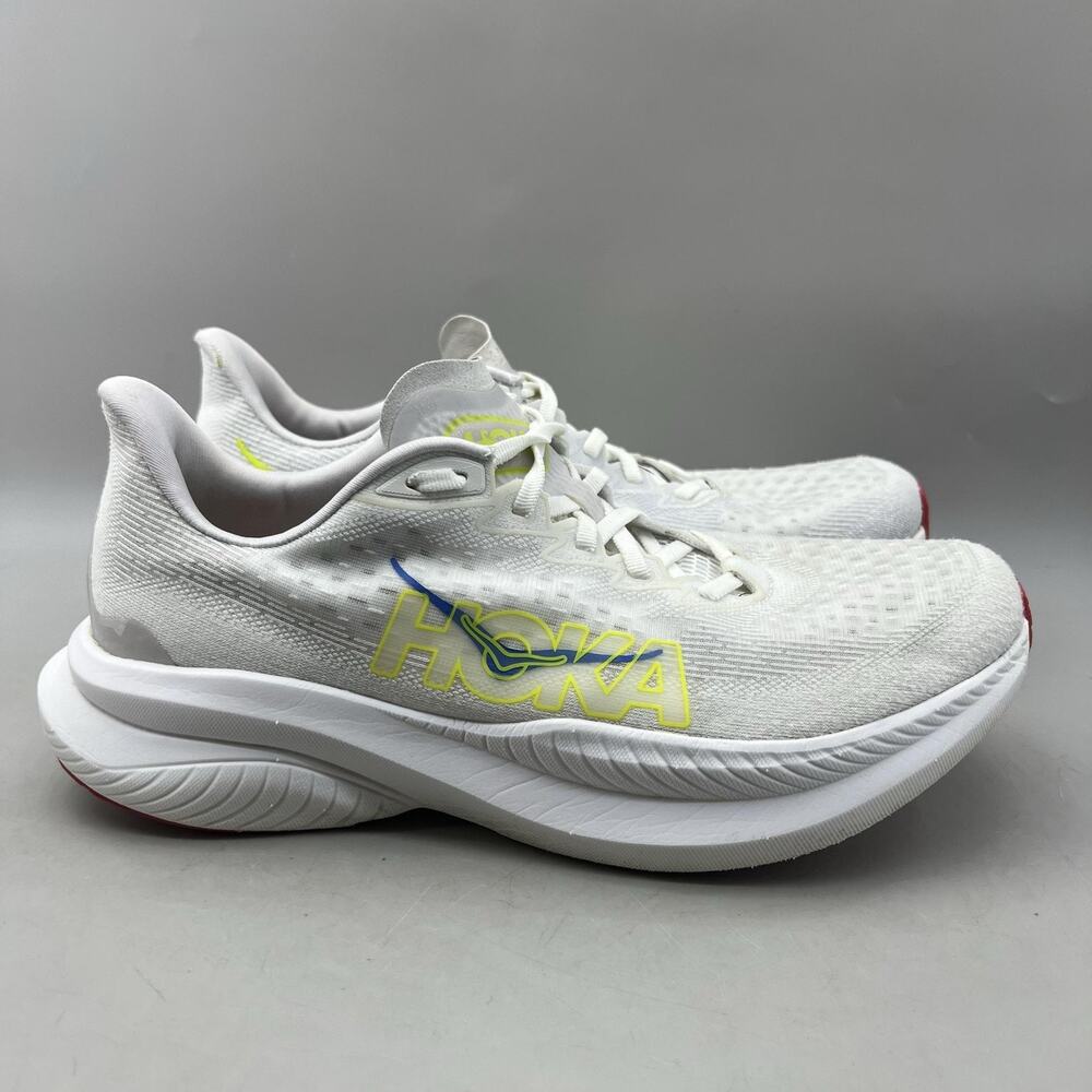 Hoka One One Mach 6 Running Shoes Men Size 9.5 D White Mesh Comfort Low Sneakers